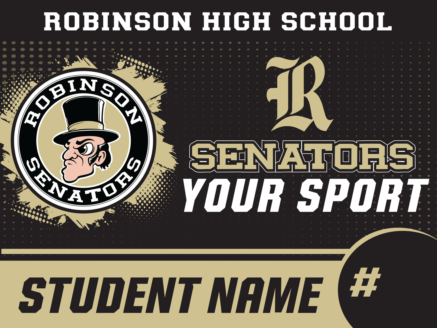 Robinson High School Senators sports banner with logo and text