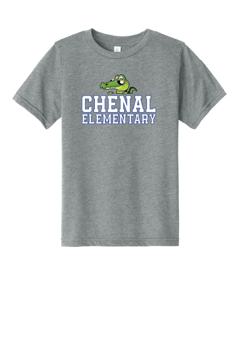 Gray t-shirt with 'Chenal Elementary' and a logo on a white background